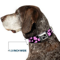 Load image into Gallery viewer, Dog Bone Seatbelt Buckle Collar - Eighties Hearts Black/Fuchsia/White
