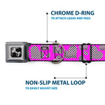 Dog Bone Seatbelt Buckle Collar - Eighties Hearts Fuchsia/Black/White