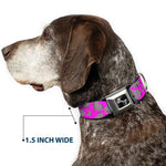 Dog Bone Seatbelt Buckle Collar - Eighties Hearts Fuchsia/Black/White