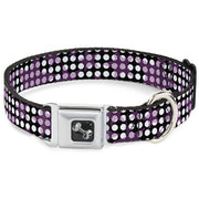 Dog Bone Seatbelt Buckle Collar - Eighties Stars1 Black/White/Fuchsia
