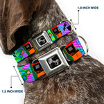 Dog Bone Seatbelt Buckle Collar - Eighties Arcade Multi Neon Stripes