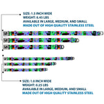 Dog Bone Seatbelt Buckle Collar - Eighties Arcade Multi Neon Stripes