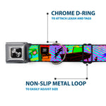 Dog Bone Seatbelt Buckle Collar - Eighties Arcade Multi Neon Stripes