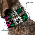 Load image into Gallery viewer, Dog Bone Seatbelt Buckle Collar - Eighties Shades Black/Neon
