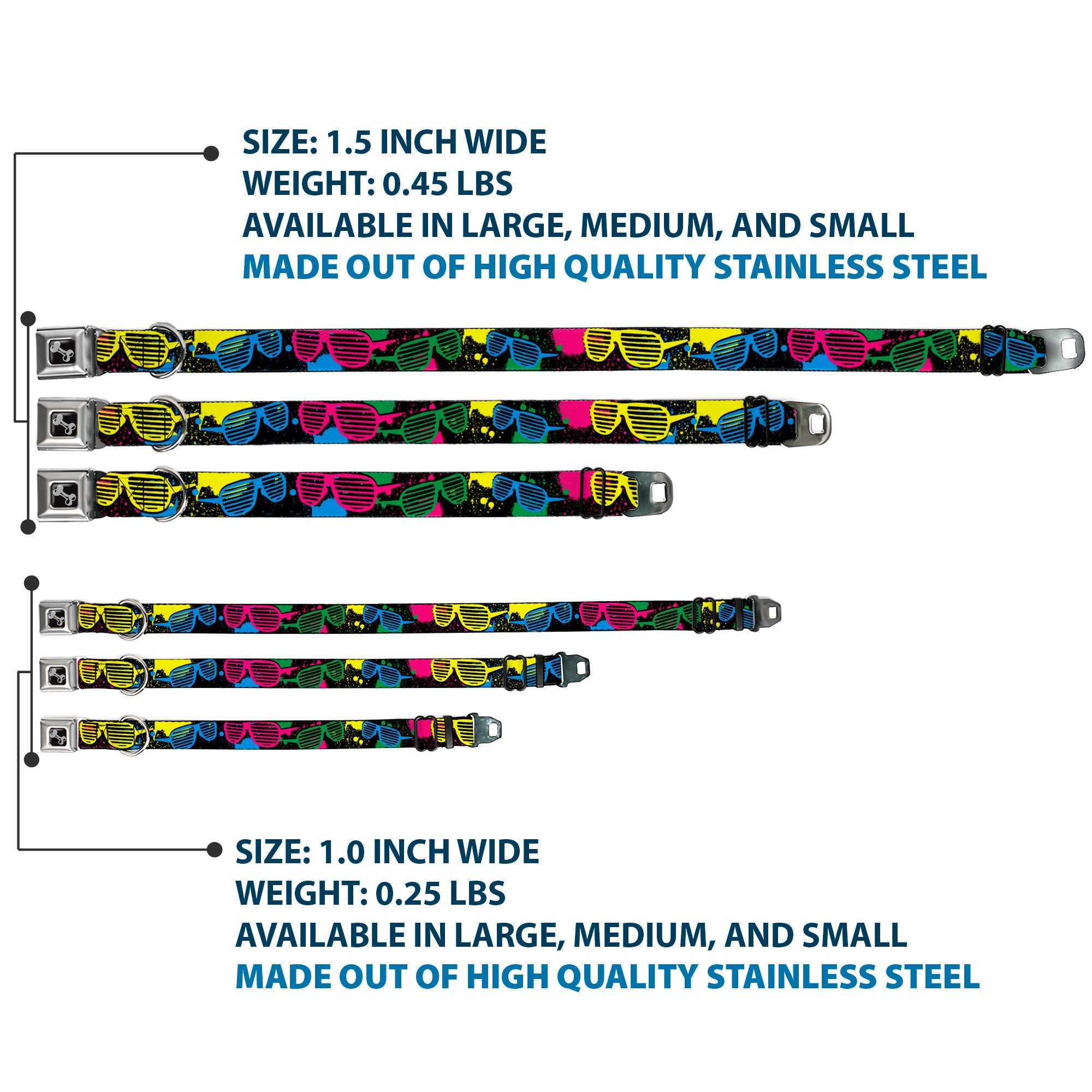 Dog Bone Seatbelt Buckle Collar - Eighties Shades Splatter Black/Neon