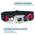 Load image into Gallery viewer, Dog Bone Seatbelt Buckle Collar - Eighties Shades Tapes Black/Neon

