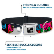 Dog Bone Seatbelt Buckle Collar - Eighties Shades Tapes Black/Neon