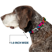 Dog Bone Seatbelt Buckle Collar - Eighties Shades Tapes Black/Neon