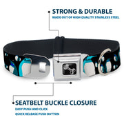 Dog Bone Seatbelt Buckle Collar - Emperor Penguins Gray/Blues