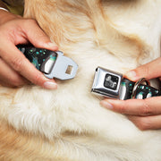 Dog Bone Seatbelt Buckle Collar - Emperor Penguins w/Bubbles Black/Gray/Turqs