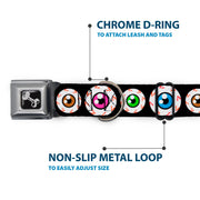 Dog Bone Seatbelt Buckle Collar - Eyeballs Black/Multi Color
