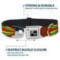 Load image into Gallery viewer, Dog Bone Seatbelt Buckle Collar - EAT SLEEP SKATE Brown/Rasta Burst
