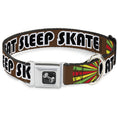 Load image into Gallery viewer, Dog Bone Seatbelt Buckle Collar - EAT SLEEP SKATE Brown/Rasta Burst
