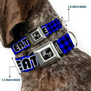 Dog Bone Seatbelt Buckle Collar - EAT SLEEP SKATE Buffalo Plaid Blue