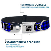 Dog Bone Seatbelt Buckle Collar - EAT SLEEP SKATE Buffalo Plaid Blue