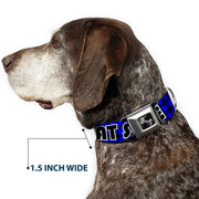 Dog Bone Seatbelt Buckle Collar - EAT SLEEP SKATE Buffalo Plaid Blue
