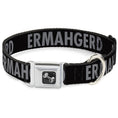 Load image into Gallery viewer, Dog Bone Seatbelt Buckle Collar - ERMAHGERD! Black/Gray
