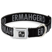 Dog Bone Seatbelt Buckle Collar - ERMAHGERD! Black/Gray