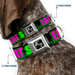 Buckle-Down Seatbelt Buckle Dog Collar - EAT SLEEP RAVE REPEAT Black/Multi Neon