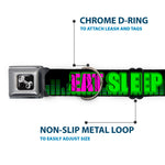Buckle-Down Seatbelt Buckle Dog Collar - EAT SLEEP RAVE REPEAT Black/Multi Neon