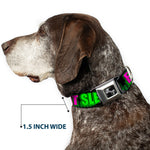 Buckle-Down Seatbelt Buckle Dog Collar - EAT SLEEP RAVE REPEAT Black/Multi Neon