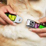 Buckle-Down Seatbelt Buckle Dog Collar - EAT SLEEP RAVE REPEAT Black/Multi Neon