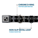 Dog Bone Seatbelt Buckle Collar - Elegant Crosses Black/Grays