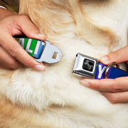 Dog Bone Black/Silver Seatbelt Buckle Collar - EQUALITY Blocks Rainbow/Blue/White