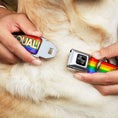 Load image into Gallery viewer, Dog Bone Black/Silver Seatbelt Buckle Collar - EQUALITY/Stripe Rainbow/White
