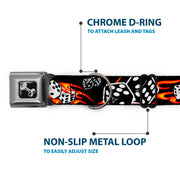 Dog Bone Seatbelt Buckle Collar - Flaming Dice