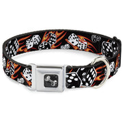 Dog Bone Seatbelt Buckle Collar - Flaming Dice