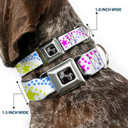 Dog Bone Seatbelt Buckle Collar - Falling Stars White/Multi Color