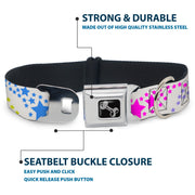 Dog Bone Seatbelt Buckle Collar - Falling Stars White/Multi Color