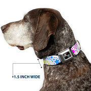 Dog Bone Seatbelt Buckle Collar - Falling Stars White/Multi Color