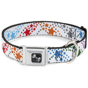 Dog Bone Seatbelt Buckle Collar - Falling Stars White/Multi Color