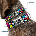 Load image into Gallery viewer, Dog Bone Seatbelt Buckle Collar - Funky Skulls Hearts & Stars Black/Multi Color
