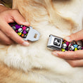 Load image into Gallery viewer, Dog Bone Seatbelt Buckle Collar - Funky Skulls Hearts & Stars Black/Multi Color
