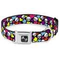 Load image into Gallery viewer, Dog Bone Seatbelt Buckle Collar - Funky Skulls Hearts & Stars Black/Multi Color
