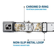 Dog Bone Seatbelt Buckle Collar - Flower Splatter White/Gray