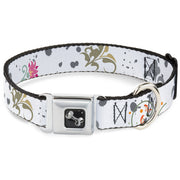 Dog Bone Seatbelt Buckle Collar - Flower Splatter White/Gray