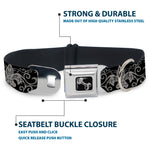 Dog Bone Seatbelt Buckle Collar - Fleur-de-Lis w/Filigree Black/Gray