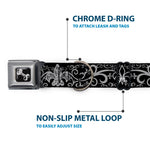 Dog Bone Seatbelt Buckle Collar - Fleur-de-Lis w/Filigree Black/Gray