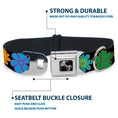 Load image into Gallery viewer, Dog Bone Seatbelt Buckle Collar - Flowers Black/Multi Color
