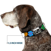 Dog Bone Seatbelt Buckle Collar - Flowers Black/Multi Color