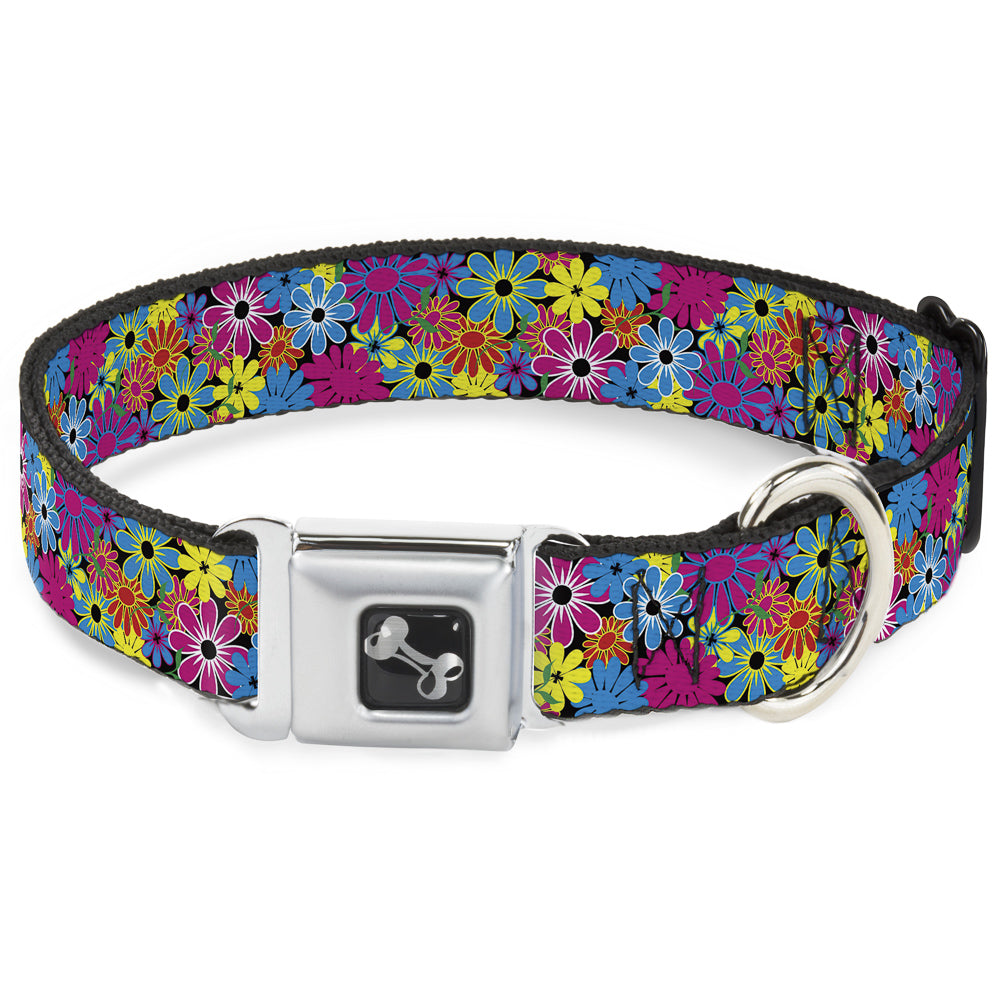 Dog Bone Seatbelt Buckle Collar - Flower Blossom