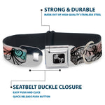 Dog Bone Seatbelt Buckle Collar - Flowers w/Filigree Pink
