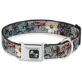 Load image into Gallery viewer, Dog Bone Seatbelt Buckle Collar - Flowers w/Filigree Pink
