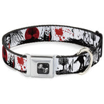 Dog Bone Seatbelt Buckle Collar - Fright Night White/Black/Red