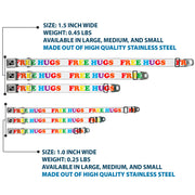 Dog Bone Seatbelt Buckle Collar - FREE HUGS White/Multi Color