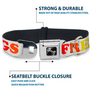 Dog Bone Seatbelt Buckle Collar - FREE HUGS White/Multi Color